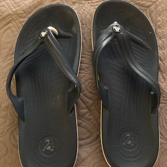 navy croc flip flops